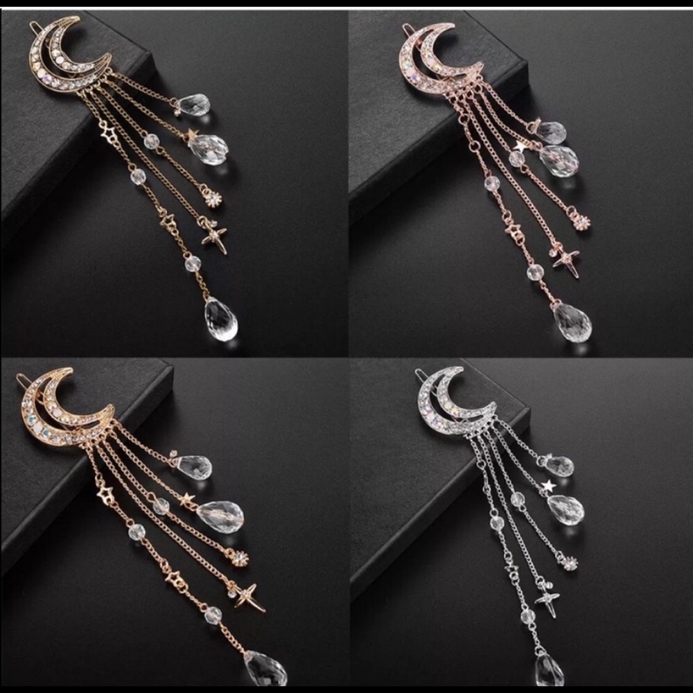 Bohemian Crystal Moon Star Hair Clip - Picture 3 of 3